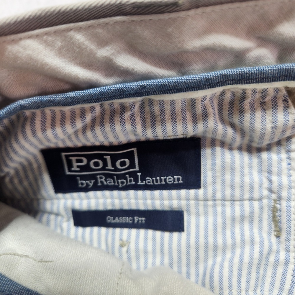 Polo Ralph Lauren Khaki Pants Men 36x32 Classic Fit Beige Chinos Casual Preppy - Picture 2 of 14